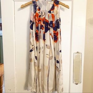 ANTHROPOLOGIE - Isabella Sinclair Garden Party Silk Dress Sleeveless Cream Sz 0